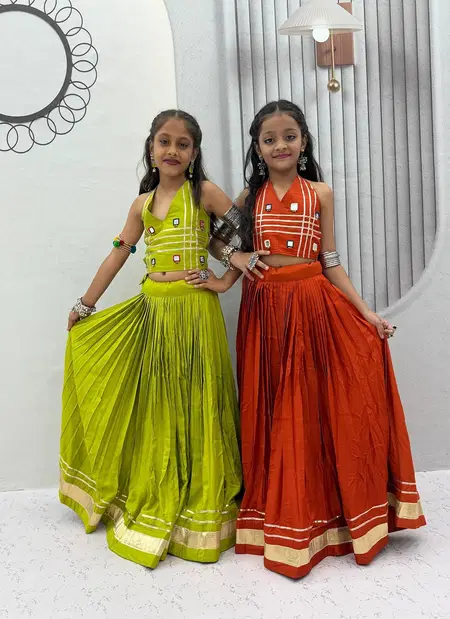 Pc 585 Pure Cotton Mirror Hand Work Navratri Kids Chaniya Choli